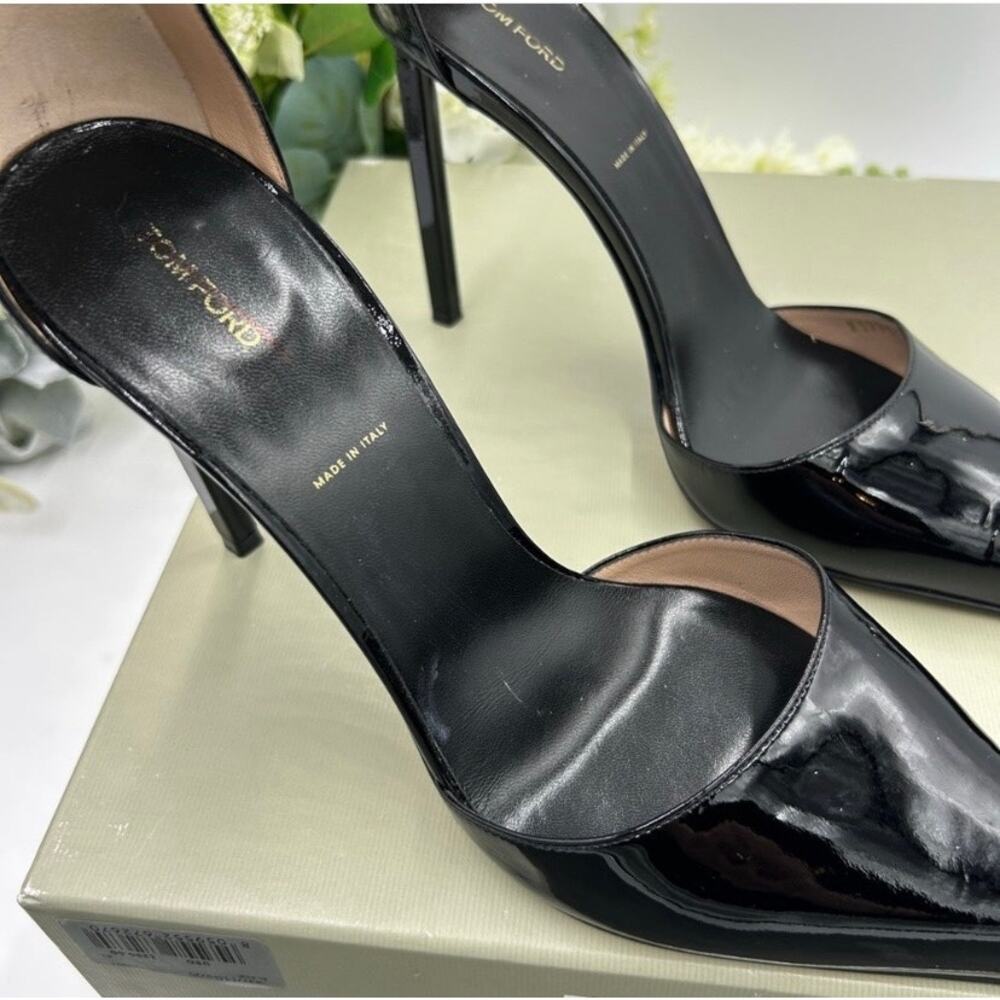 Tom Ford Black Patent Leather Women ankle tie 105 mm pumps size 41 made Italy - Picture 6 of 16